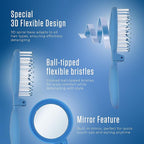 Mini Detangler Travel Hair Brush with Mirror, Makaron Hair Brushes for Women, Men and Kids, Unique 3D Flexible Design for All Hair Types, Styling Accessory, Travel Essentials for Women (DARK BLUE)