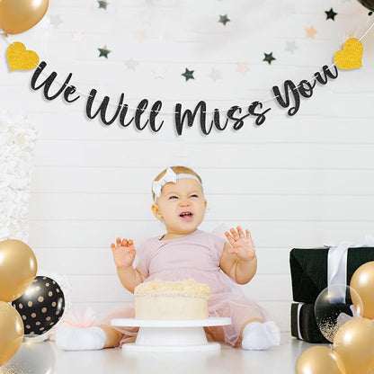 Glitter Black We Will Miss You Banner Goodbye Retirement Party Banner - Image 8