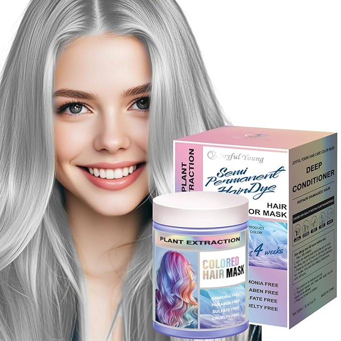 Vegan Semi Permanent Hair Color Mask - 10.15OZ Color Depositing Conditioner for Color-Treated Hair - Ammonia, Paraben, Sulfate & Cruelty-Free - Enhances & Tones Hair - Plant-Based Formula (SILVER)