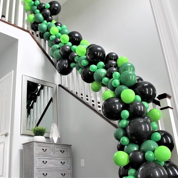 Black White Green Balloons, 12Inch Green White Latex Balloons Foootball Party - Image 3