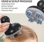 cotsoco Electric Scalp Head Massager, Scalp Hair Massage Waterproof Head Massager with 4 Heads 84 Nodes for Hair Growth and Stress Release Massage Black