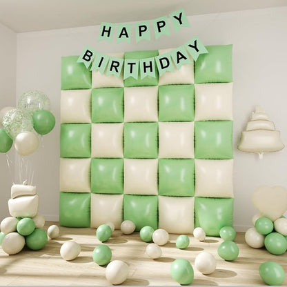 Matte Mint Green and Beige Foil Balloons Wall Tunnel Backdrop Double Sided - Image 7