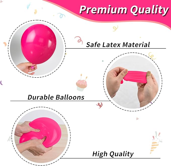 Hot Pink and Black Balloons, for Girls Wedding Bridal Shower Birthday Party - Image 3