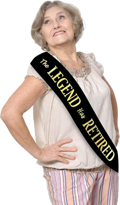 The Legend Has Retired Sash – Elegant Black and Gold Foil Legendary Sash - Image 7