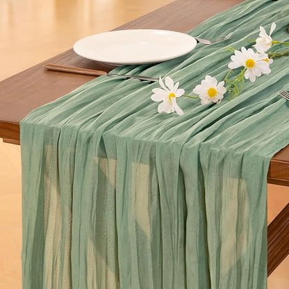 Cheesecloth Table Runner Summer Boho Wedding Birthday Party Home Decor | Sage - Image 6