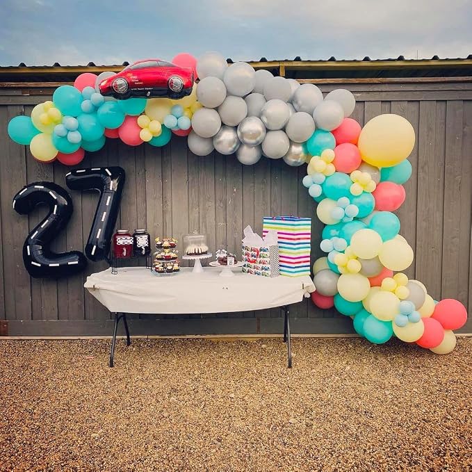Race Car 7 Balloons, 40 Inch Birthday Race Track - Image 6