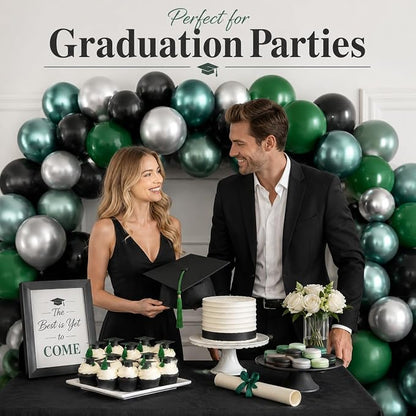 Green Black Balloons Metallic Green Silver Balloons - Image 3