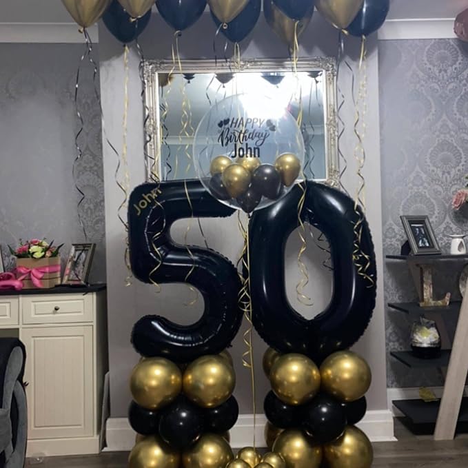 40 Inch Black 50 Number Balloons Giant Jumbo Huge 50 Foil Mylar Helium Number - Image 3