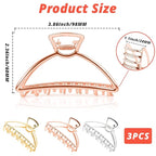 VinBee 3 PACK Large Metal Hair Claw Clips Hair Catch Barrette Jaw Clamp for Women Half Bun Hairpins for Thick Hair (4.13 inch)
