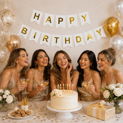 White Happy Birthday Banner Sign - Image 8