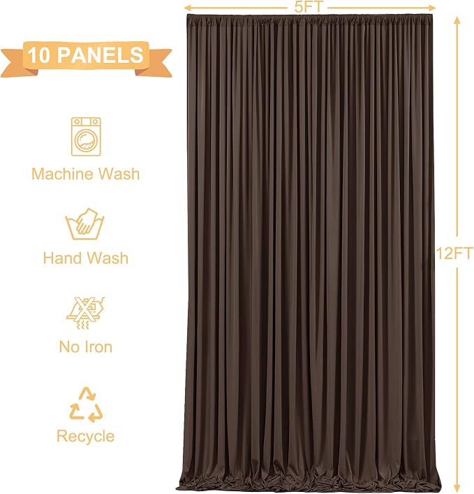 10 Panels Brown Backdrop Curtains - Image 5