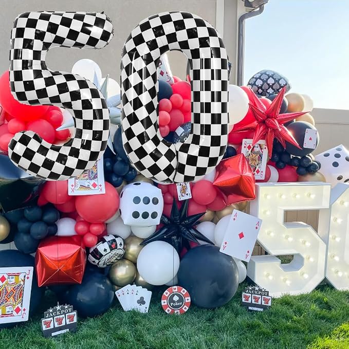 TONIFUL 40 Inch Large Checkered Number 5 Balloon 5th Birthday Decorations | 5th - Image 5