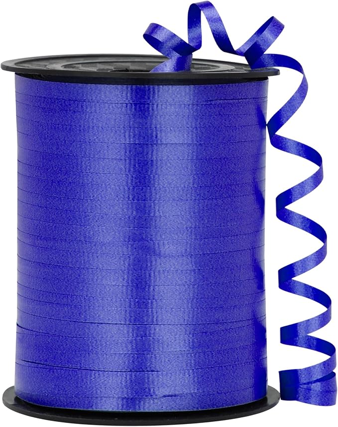 Blue Ribbon, 500 Yard Crimped Royal Blue Curly Ribbon by OMISELIO
