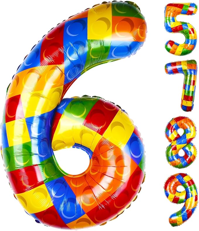 40 Inch Building Block Number Balloon Colorful Block Foil Balloons Block Themed by AXBMM