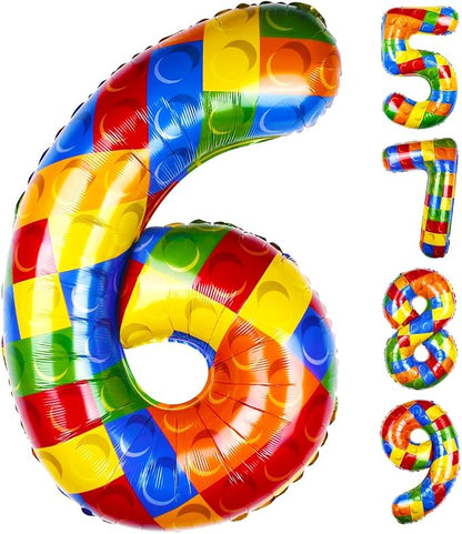 40 Inch Building Block Number Balloon Colorful Block Foil Balloons Block Themed by AXBMM