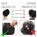 Large Messy Bun Hair Piece Curly Synthetic Extensions Scrunchies Fake Chignon Updo Hairpieces for Women Dark Brown
