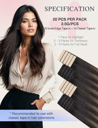 DOORES Seamless Hair Extensions Real Human Hair Tape in Invisi Edge, Dark Brown to Chestnut Brown 10 Injection Tape-ins with 10 Classic Tape-ins 50g 20 Inch, Tape in Extensions