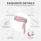 Boys Girls Sports Sweat Band, Boho Style Elastic Head Ribbon for Running Fitness Spa, Beauty Skinny Cute Cartoon Penguin And Heart Pink Headwear Hand Decor