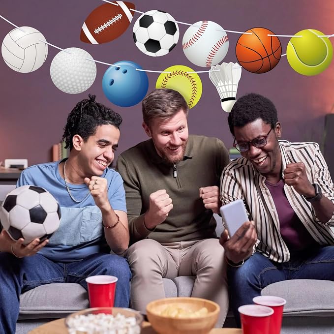 Hooqict Sports Themed Party Decorations Happy Birthday Banner Baseball Football - Image 9