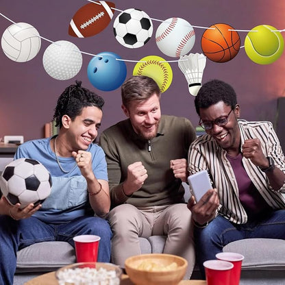 Hooqict Sports Themed Party Decorations Happy Birthday Banner Baseball Football - Image 9