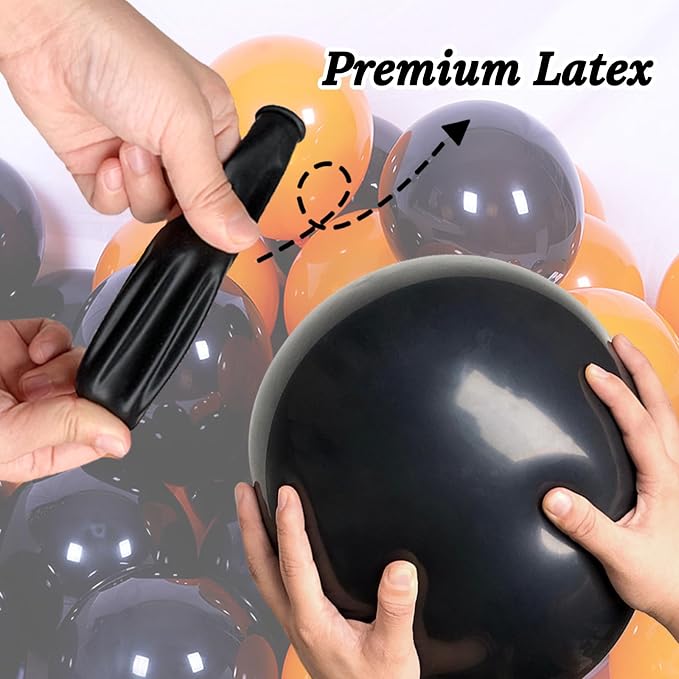 100 Pcs Black and Orange Balloons 12 Inch Halloween Latex Balloons Thicken - Image 6