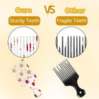 2 Pcs Afro Pick Comb for Natural Curly Hair,Portable Styling Hair Pick for Travel,Anti-Static,Cute Afro Comb for Women Men and Girls(Red-T5)