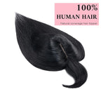 SEGO 100% Real Human Hair Toppers, with Air Bangs, Silk Base 150% Density, Clip in Topper, 2.7”x5.1”, HairPieces for Women, with Thinning/Hair Loss Cover Gray