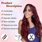 NAYOO Long Wine Red Wavy Wig for Women 26 Inch Middle Part Curly Wavy Wig Natural Looking Synthetic Heat Resistant Fiber for Use (Wine Red)