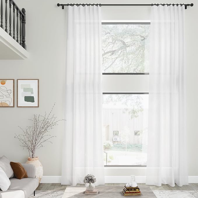 Linen White Extra Long Curtains - Image 2