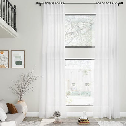 Linen White Curtains 135 inch Extra Long - Image 7