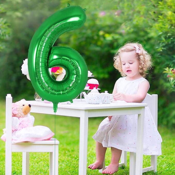 Dark Green Number 6 Balloon 40 Inch, Big Large Foil Helium Number Balloons - Image 4