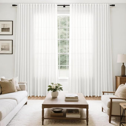 Extra Wide Linen Curtains for Living Room 108 Inch Length for Room Divider Off - Image 7