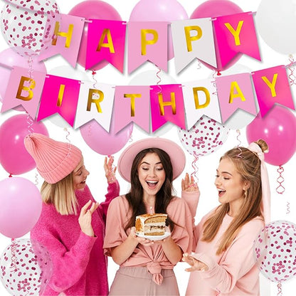 Pink Birthday Decorations, Happy Birthday Banner - Image 6