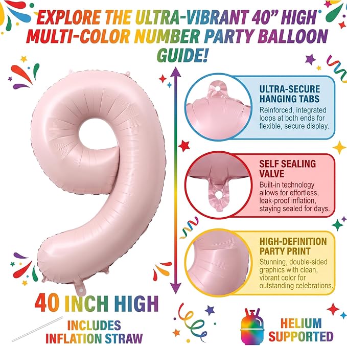 40" Light Pink Foil Number 19 Balloon - Image 2