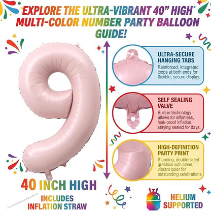 40" Light Pink Foil Number 19 Balloon - Image 2