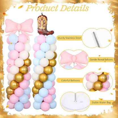 Boots or Bows Gender Reveal Balloon Column Stand Kit Set of 2 - Image 4