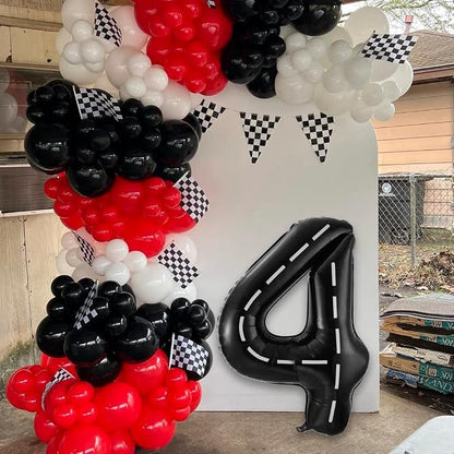 Race Car Number 4 Balloons, 40 Inch Racing Car 4 Birthday Balloons Two Fast - Image 4