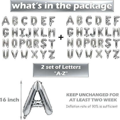 52 Pcs Silver Letter Balloons, Custom 2 Set A-Z Set - Image 3