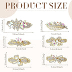 Geyoga 6 Pieces Vintage Hair Barrettes for Women Retro Flower French Pearl Crystal Rhinestones Clips Hair Pins for Women Styling Accessories(Novelty Style)