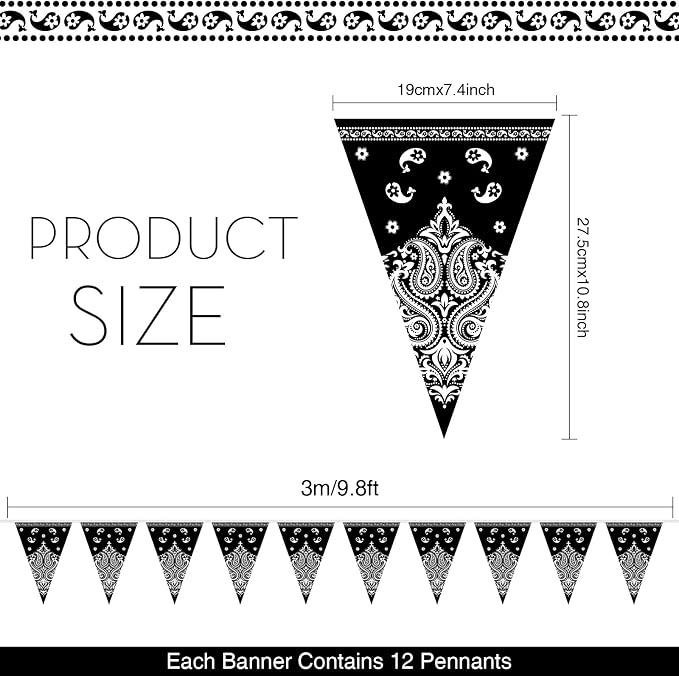 Boao 5 Pack Western Cowboy Party Decorations Bandana Pennant Banner Wild West - Image 2