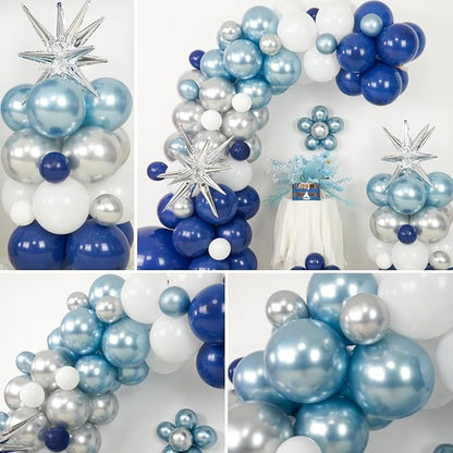 Blue Silver Balloon Arch Kit - Image 5