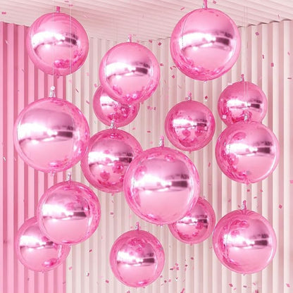 14 Pcs Pink Round Foil Balloons Light Baby Pink Metallic 4D Balloons | Pink by Froova
