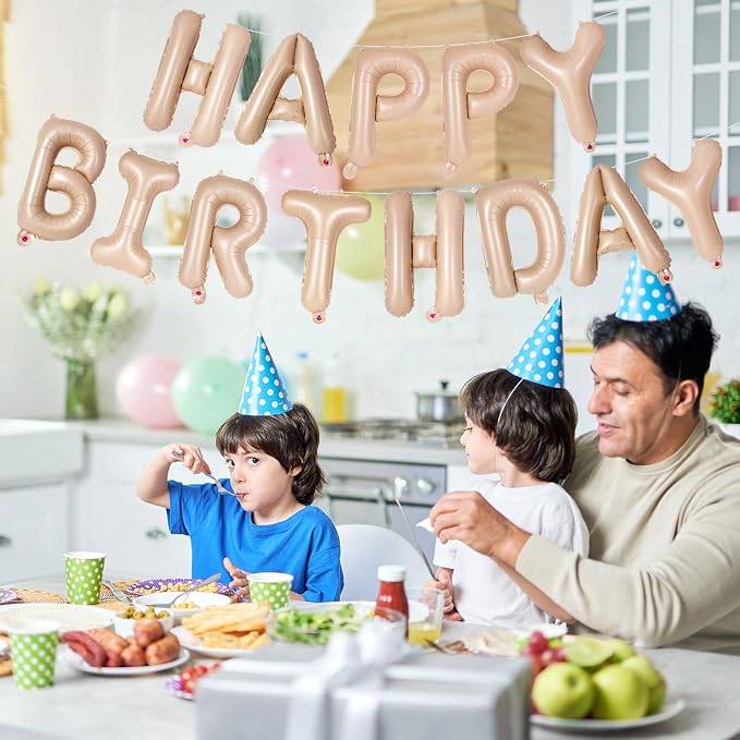 65 Pcs Caramel Happy Birthday Balloons, 2 Sets A-Z Caramel Letters Foil Balloons - Image 4