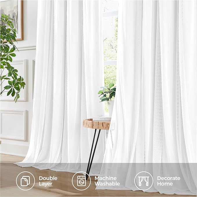 100% Blackout Curtains for Bedroom, Double Layer White Curtains, Room Darkening - Image 6