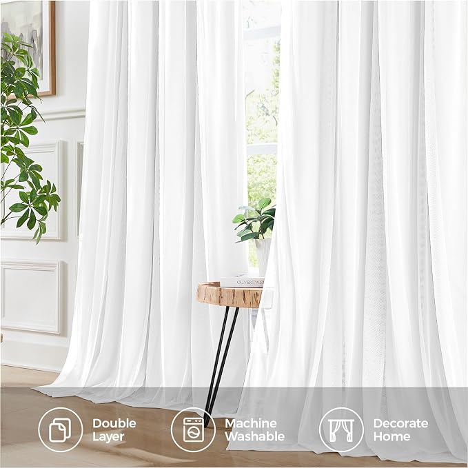 100% Blackout Curtains for Bedroom, Double Layer White Curtains, Room Darkening - Image 6