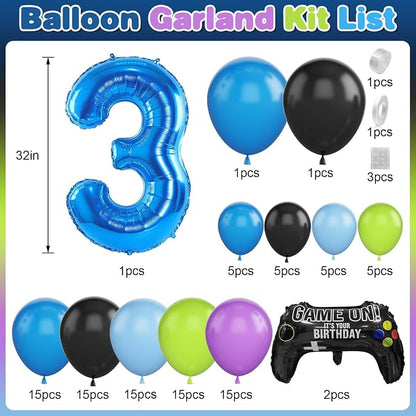 3th Birthday Video Game Balloons Arch, 3th Game Party Balloons Garland Kit 3th - Image 2
