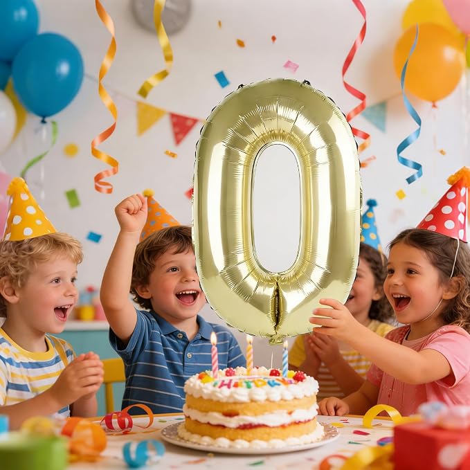 40 Inch Number 0 Balloons for Birthday Party Decorations, 0-100 Champagne Gold - Image 2