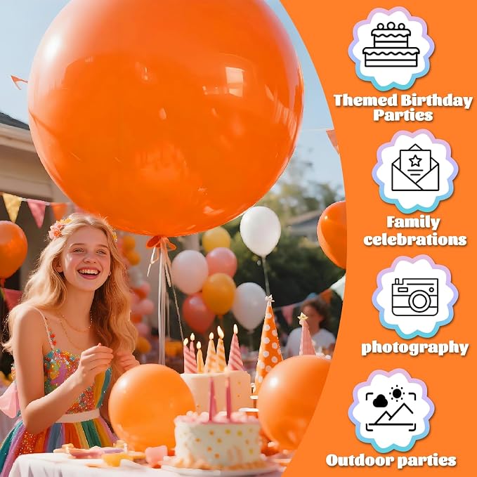 Orange Balloons 9pcs, 36 Inch Large Orange Balloons - Image 5