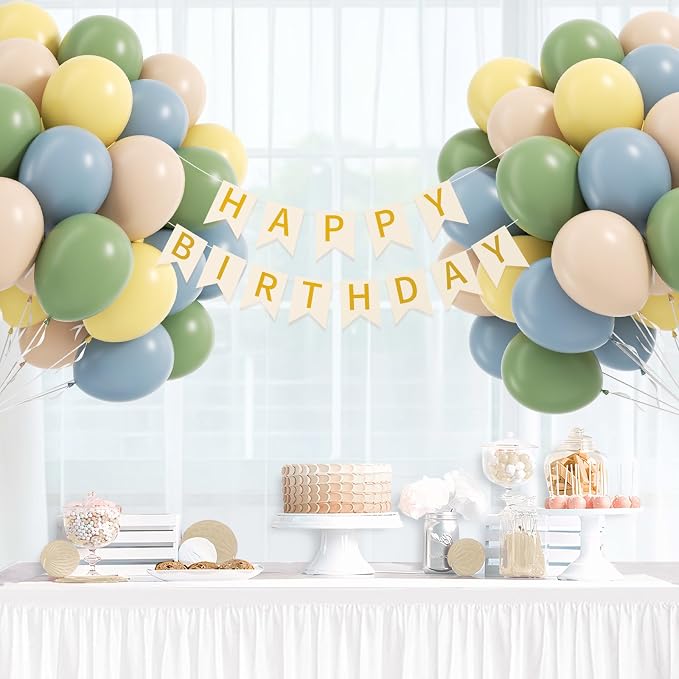 60pcs 12inch Sage Green Dusty Blue Pastel Yellow Balloons, Nude Blue and Green - Image 8