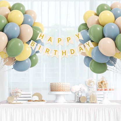 60pcs 12inch Sage Green Dusty Blue Pastel Yellow Balloons, Nude Blue and Green - Image 8